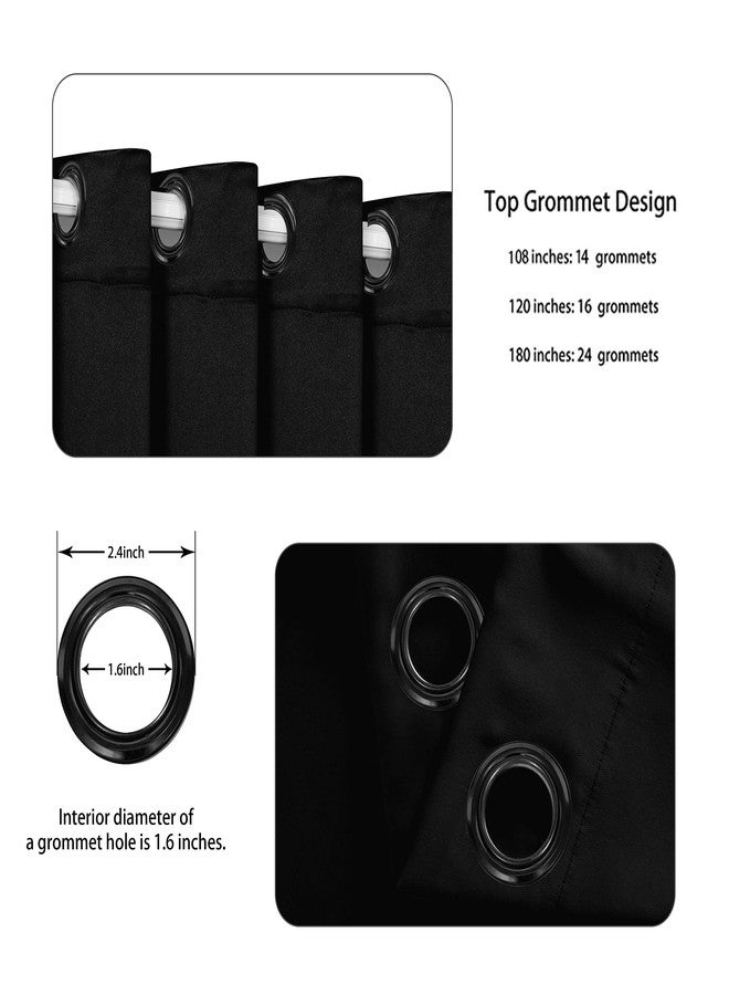 BONZER ستارة فاصلة للغرف من بونزر، مزودة بحلقات معدنية، عازلة للحرارة، عريضة، مانعة للضوء، مناسبة لغرف النوم والمعيشة، 84 بوصة طول × 108 بوصة عرض (7 قدم طول × 9 قدم عرض)، لوحة واحدة، أسود - Image 2